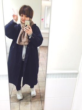 「スエット」｜「アイテム（モッズコート）」を使った、☺︎ゆの☺︎さん（レディース・167cm）の冬コーディネート
