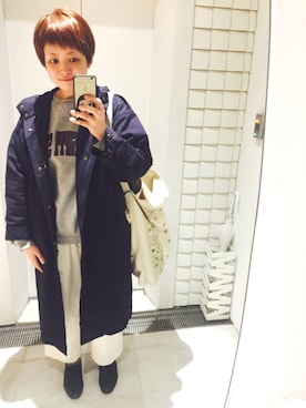 「動きやすい」｜「アイテム（モッズコート）」を使った、☺︎ゆの☺︎さん（レディース・167cm）の冬コーディネート