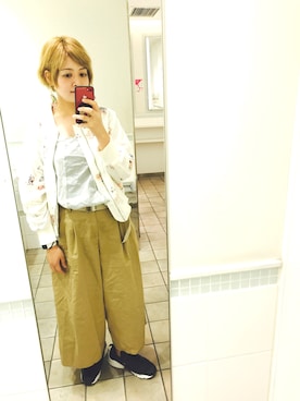 「金髪ショート」｜「アイテム（ジャケット/アウター）」を使った、☺︎ゆの☺︎さん（レディース・167cm）の秋コーディネート