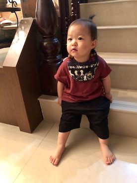 「Daddy Oh Daddy（ダディーオーダディー）のアイテム（トップス）」を使った、Bala Chenさん（キッズ・80cm）の春コーディネート