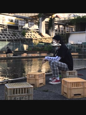 「YARD PLUS（ヤードプリュス）のアイテム（ニットキャップ/ビーニー）」を使った、I.N.Oさん（メンズ・178cm）の冬コーディネート