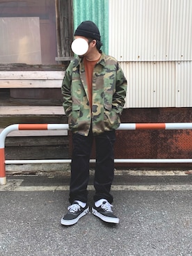 「AIVER（アイバー）のアイテム（ミリタリージャケット）」を使った、I.N.Oさん（メンズ・178cm）の秋コーディネート