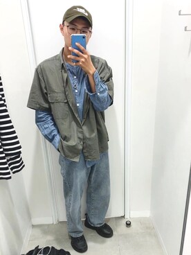 「NIKE（ナイキ）のアイテム（キャップ、グリーン系）」を使った、澤さん（メンズ・172cm）の秋コーディネート