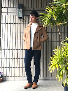 「RAGEBLUE（レイジブルー）のアイテム（ピーコート）」を使った、ゆーすけ☺︎さん（メンズ・170cm）の冬コーディネート