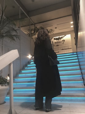 「EMODA」｜「アイテム（チェスターコート）」を使った、y u m iさん（レディース・159cm）の冬コーディネート