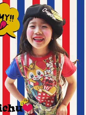 「ミックスコーデ」｜「アイテム（ハンチング/ベレー帽）」を使った、kayoさん（キッズ・110cm）の秋コーディネート