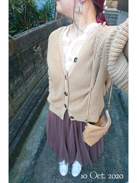 「mel（メル）のアイテム（トップス）」を使った、みぃさん（レディース・157cm）の秋コーディネート