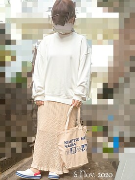 「お買い物」｜「アイテム（スカート）」を使った、みぃさん（レディース・157cm）の秋コーディネート