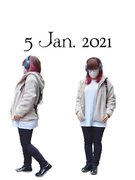 「カフェ巡り」｜「アイテム（ブルゾン）」を使った、みぃさん（レディース・157cm）の冬コーディネート