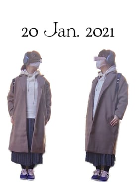 「フーディー」｜「アイテム（チェスターコート）」を使った、みぃさん（レディース・157cm）の冬コーディネート