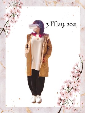 「ホワイトスニーカー」｜「アイテム（その他アウター）」を使った、みぃさん（レディース・157cm）の春コーディネート