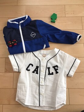 「petit main（プティマイン）のアイテム（マウンテンパーカー）」を使った、K&ryoさん（キッズ・80cm）の春コーディネート