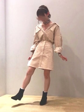 「earth music&ecology（アースミュージックアンドエコロジー）のアイテム（ストール/ショール）」を使った、まゆまろさん（レディース・154cm）の秋コーディネート