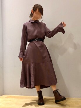 「フレアワンピース」｜まゆまろさん（レディース・154cm）の秋コーディネート