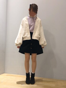 「ORiental TRaffic(ORiental TRaffic)」｜「アイテム（その他アウター）」を使った、まゆまろさん（レディース・154cm）の秋コーディネート