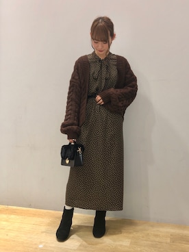 「earth music&ecology（アースミュージックアンドエコロジー）のアイテム（トートバッグ）」を使った、まゆまろさん（レディース・154cm）の冬コーディネート