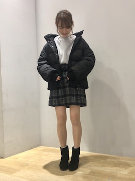 「ORiental TRaffic(ORiental TRaffic)」｜「アイテム（ブルゾン）」を使った、まゆまろさん（レディース・154cm）の冬コーディネート