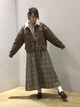 「ORiental TRaffic(ORiental TRaffic)」｜「アイテム（その他アウター）」を使った、まゆまろさん（レディース・154cm）の冬コーディネート
