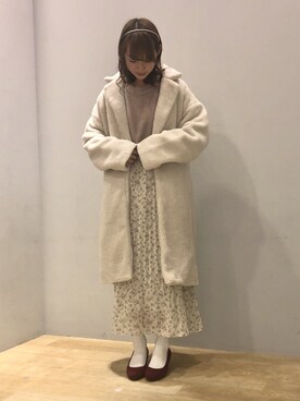 「ORiental TRaffic(ORiental TRaffic)」｜「アイテム（チェスターコート）」を使った、まゆまろさん（レディース・154cm）の冬コーディネート