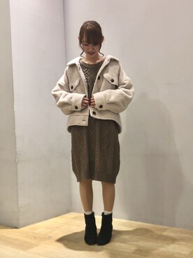「ORiental TRaffic(ORiental TRaffic)」｜「アイテム（ブルゾン）」を使った、まゆまろさん（レディース・154cm）の冬コーディネート