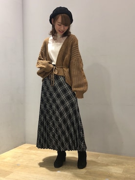 「ORiental TRaffic(ORiental TRaffic)」｜「アイテム（ハンチング/ベレー帽）」を使った、まゆまろさん（レディース・154cm）の冬コーディネート