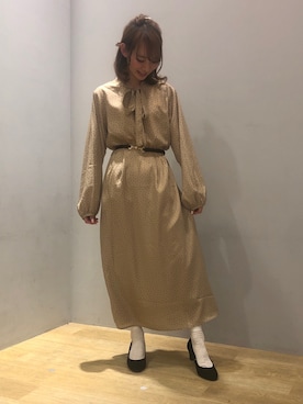 「earth music&ecology（アースミュージックアンドエコロジー）のアイテム（ベルト）」を使った、まゆまろさん（レディース・154cm）の冬コーディネート