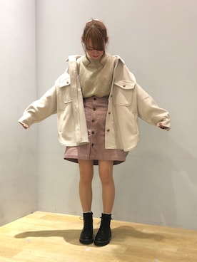 「ORiental TRaffic(ORiental TRaffic)」｜「アイテム（その他アウター）」を使った、まゆまろさん（レディース・154cm）の冬コーディネート