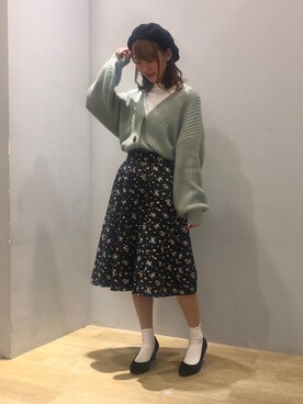 「ORiental TRaffic(ORiental TRaffic)」｜「アイテム（ハンチング/ベレー帽）」を使った、まゆまろさん（レディース・154cm）の冬コーディネート