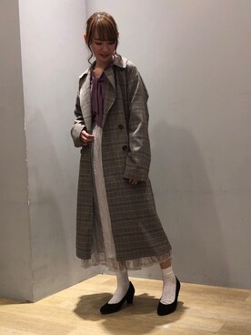 「ORiental TRaffic(ORiental TRaffic)」｜「アイテム（トレンチコート）」を使った、まゆまろさん（レディース・154cm）の冬コーディネート