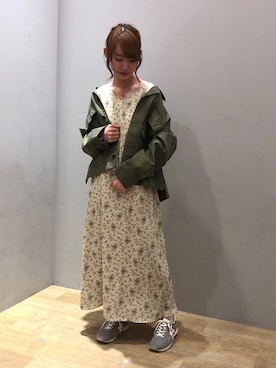 「earth music&ecology（アースミュージックアンドエコロジー）のアイテム（ジャケット/アウター）」を使った、まゆまろさん（レディース・154cm）の冬コーディネート
