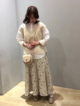 「earth music&ecology（アースミュージックアンドエコロジー）のORiental TRaffic ビットローファー●＊（ローファー）」を使った、まゆまろさん（レディース・154cm）の冬コーディネート