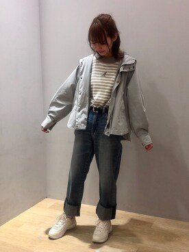 「FILA（フィラ）のアイテム（シューズ）」を使った、まゆまろさん（レディース・154cm）の冬コーディネート