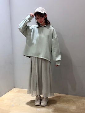 「スボーツミックス」｜「アイテム（帽子）」を使った、まゆまろさん（レディース・154cm）の冬コーディネート