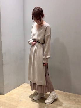 「FILA（フィラ）のアイテム（シューズ）」を使った、まゆまろさん（レディース・154cm）の春コーディネート