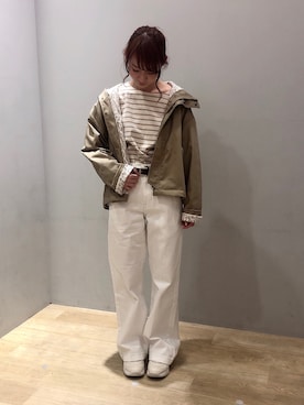 「earth music&ecology（アースミュージックアンドエコロジー）のアイテム（マウンテンパーカー）」を使った、まゆまろさん（レディース・154cm）の春コーディネート