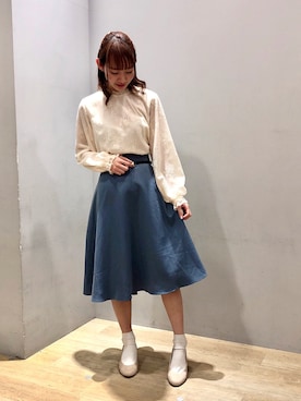 「サーキュラースカート」｜まゆまろさん（レディース・154cm）の春コーディネート
