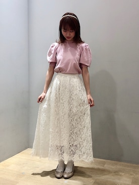 「アイテム（その他ヘアアクセサリー、ゴールド系）」を使った、まゆまろさん（レディース・154cm）の春コーディネート