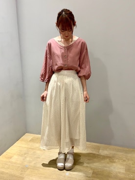 「earth music&ecology（アースミュージックアンドエコロジー）のアイテム（タンクトップ）」を使った、まゆまろさん（レディース・154cm）の春コーディネート