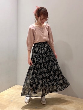 「スクエアネック(ネック)」｜まゆまろさん（レディース・154cm）の春コーディネート