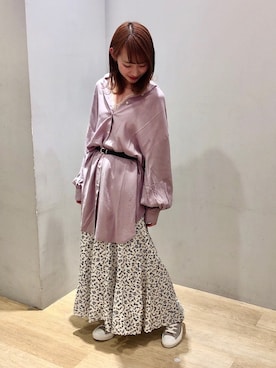 「earth music&ecology（アースミュージックアンドエコロジー）のアイテム（ベルト）」を使った、まゆまろさん（レディース・154cm）の春コーディネート