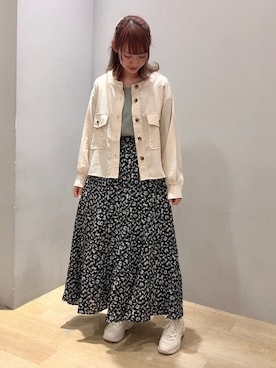 「ORiental TRaffic(ORiental TRaffic)」｜「アイテム（ブルゾン）」を使った、まゆまろさん（レディース・154cm）の春コーディネート