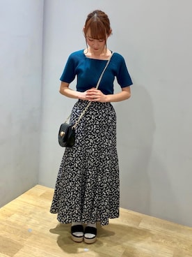 「スクエアネック(ネック)」｜まゆまろさん（レディース・154cm）の春コーディネート