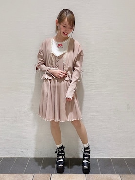 「Honey Salon（ハニーサロン）のアイテム（ワンピース/ドレス）」を使った、まゆまろさん（レディース・154cm）の夏コーディネート