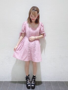 「Honey Salon（ハニーサロン）のアイテム（ワンピース/ドレス）」を使った、まゆまろさん（レディース・154cm）の夏コーディネート