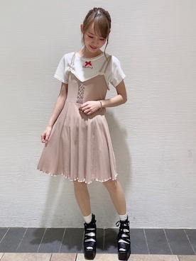 「Honey Salon（ハニーサロン）のアイテム（ワンピース/ドレス）」を使った、まゆまろさん（レディース・154cm）の夏コーディネート