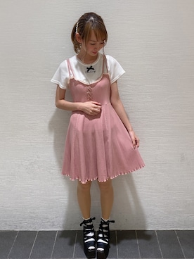 「Honey Salon（ハニーサロン）のアイテム（ワンピース/ドレス）」を使った、まゆまろさん（レディース・154cm）の夏コーディネート