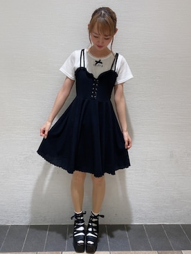 「Honey Salon（ハニーサロン）のアイテム（ワンピース/ドレス）」を使った、まゆまろさん（レディース・154cm）の夏コーディネート