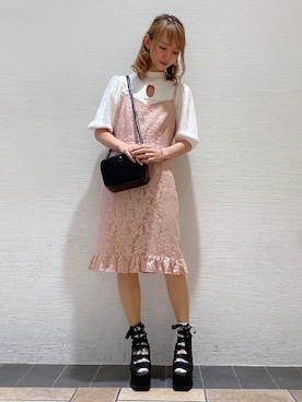 「Honey Salon（ハニーサロン）のアイテム（ワンピース/ドレス）」を使った、まゆまろさん（レディース・154cm）の夏コーディネート