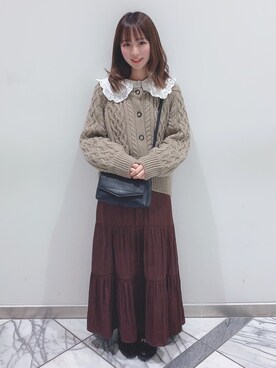 「Lattice（Lattice）のアイテム（バッグ）」を使った、まゆまろさん（レディース・154cm）の秋コーディネート