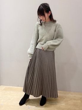 「earth music&ecology（アースミュージックアンドエコロジー）のORiental TRaffic ストレッチブーツ ＊（ブーツ）」を使った、まゆまろさん（レディース・154cm）の冬コーディネート